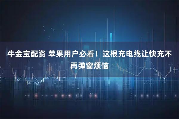 牛金宝配资 苹果用户必看！这根充电线让快充不再弹窗烦恼